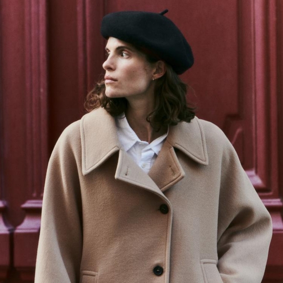 Zara black wool beret hat - Picture 3 of 5